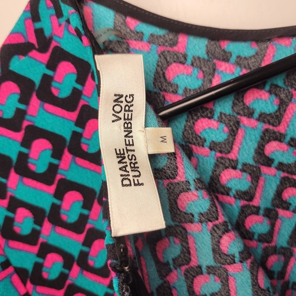 Diane Von Furstenberg Carlotta T-Shirt Dress Soft Abstract Print Midi Size M - Picture 4 of 12